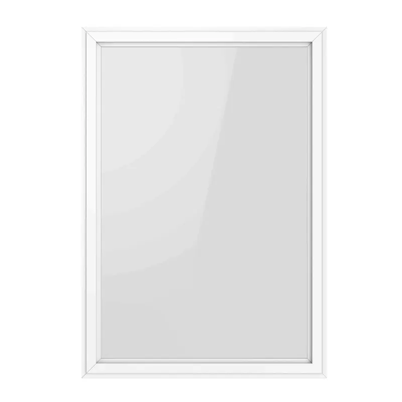 White-framed fixed window render with clear glass on a white background