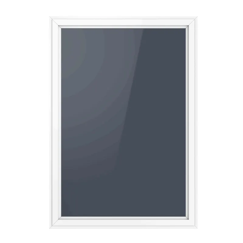 White-framed fixed window render with dark tinted glass on a white background