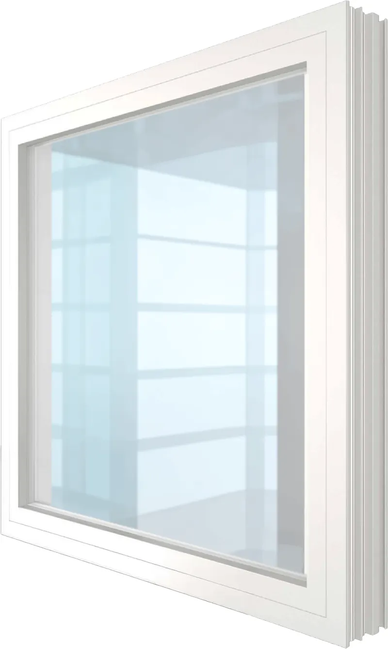 White aluminum fixed window render, transparent background