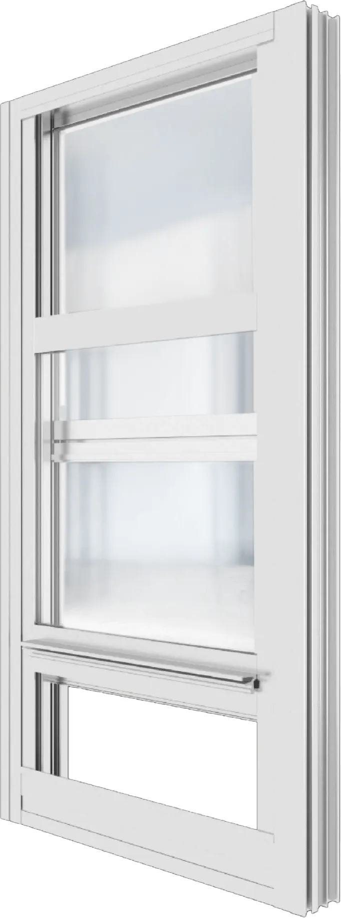 White aluminum single hung window render, transparent background