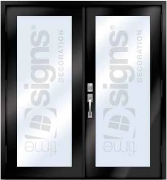 Double door decoration, black frame